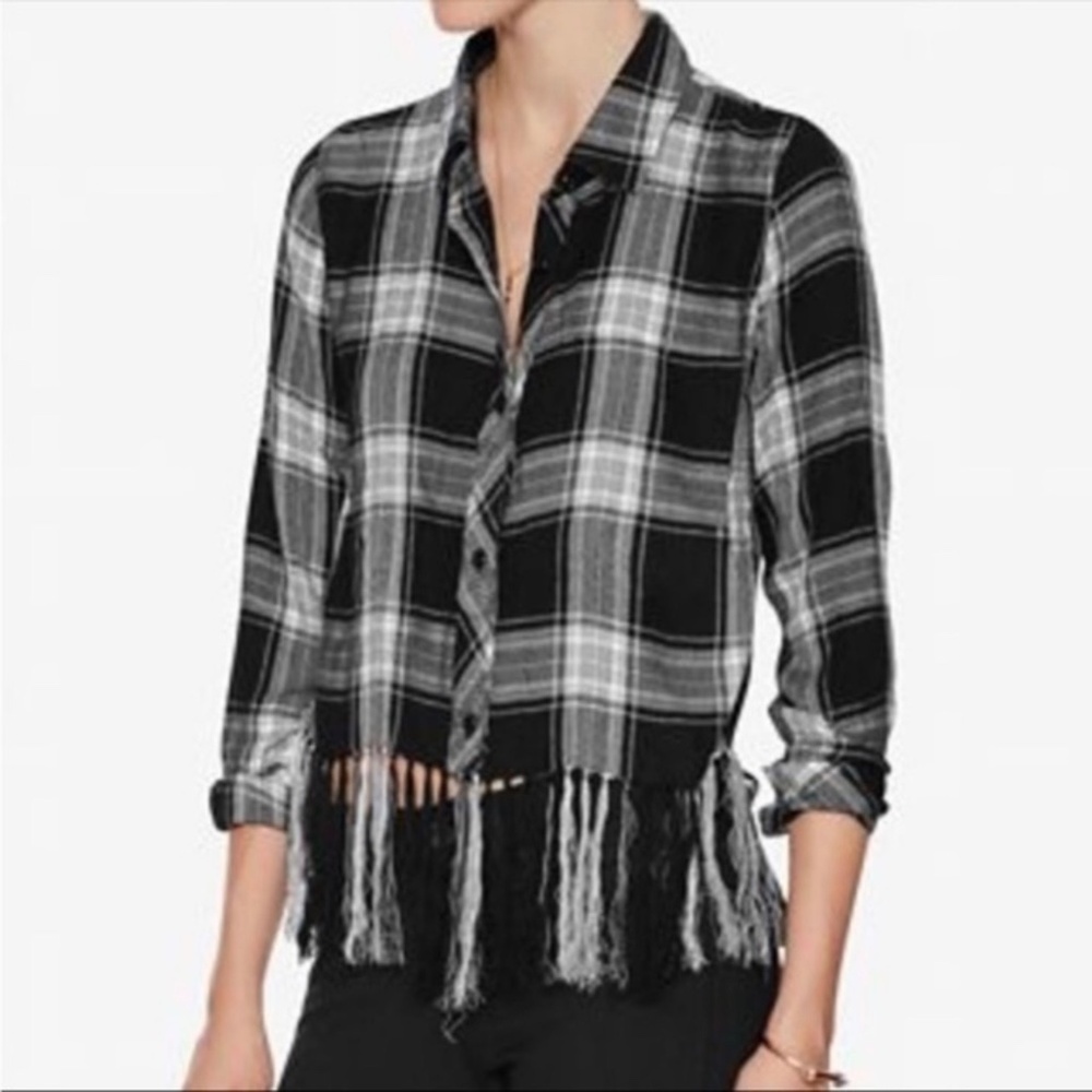 RAILS‎ Plaid Fringe Top